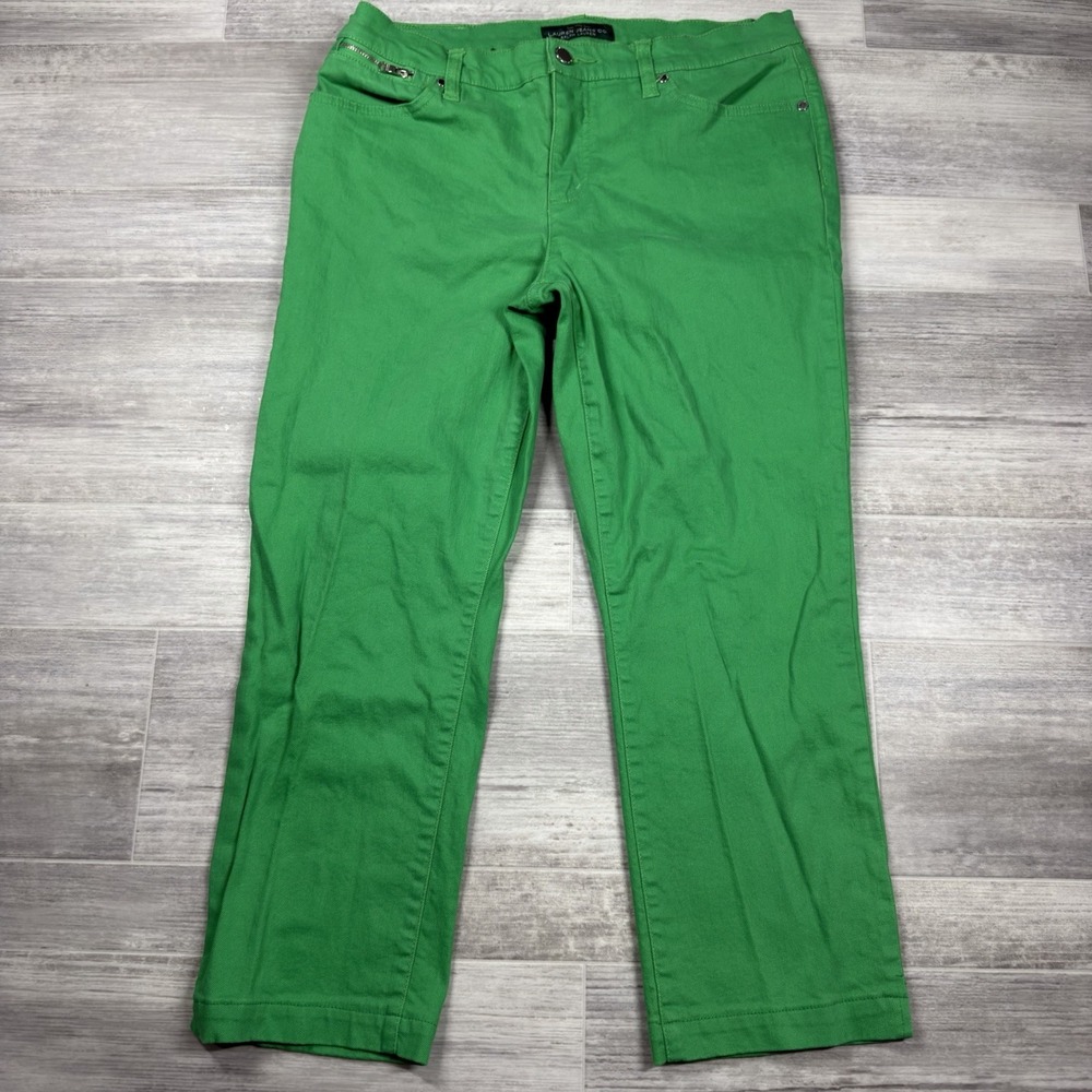 Lauren Ralph Lauren LRL Kelly Green Wash Denim Capri Jeans Women's‎ Size 12